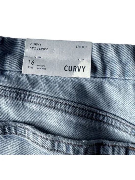 American Eagle Curvy Stovepipe Jeans Women’s Sz 16 (33W)  Light Wash NWT - Picture 14 of 16